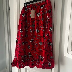 Junarose Red Floral Ruffled A-Line Skirt New With Tags Retails $69 Plus Size 24